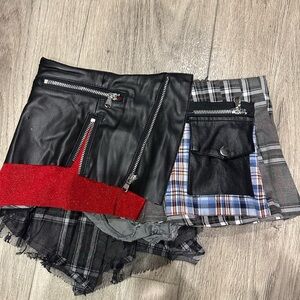 AKIRA Black and Red Plaid Skirt